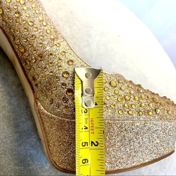 Aldo Gold glitter rhinestone platform high heel pumps size 7.5 - Picture 7 of 9